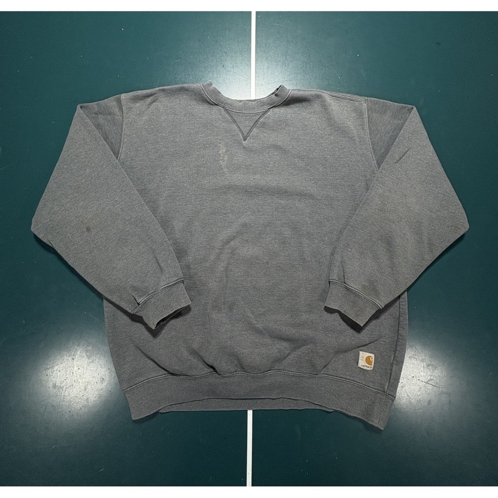 Vintage Carhartt Crewneck Sweatshirt Men's XL Faded Gray Embroidered Heavyweight
